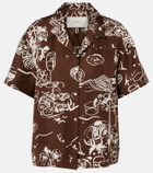 Asceno Prague printed silk twill bowling shirt