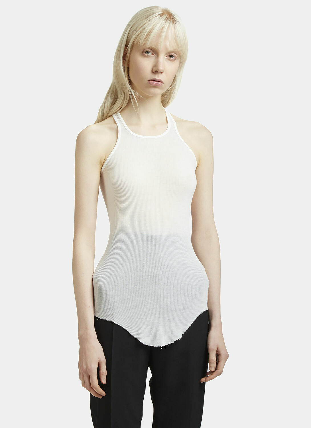 Rick Owens Rib Knit Crew Neck Vest Top