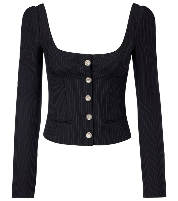 Photo: McQueen Chalk stripe wool and mohair bustier top