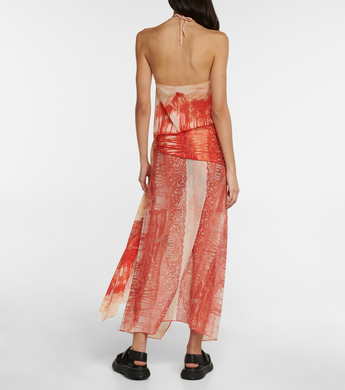 Jean Paul Gaultier Printed mesh halterneck top