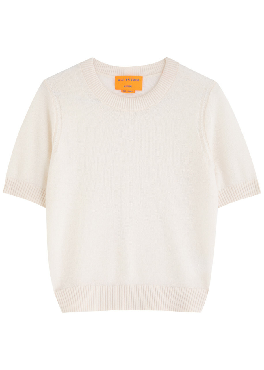 Guest In Residence Knitted Cashmere T-shirt Cream