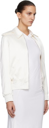 AARON ESH Off-White Satin Blouson Flight Jacket