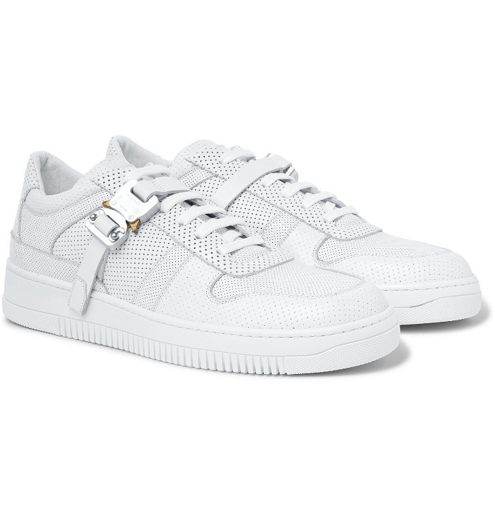 Photo: 1017 ALYX 9SM - Buckled Perforated-Leather Sneakers - White