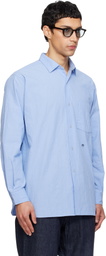 nanamica Blue Regular Collar Wind Shirt