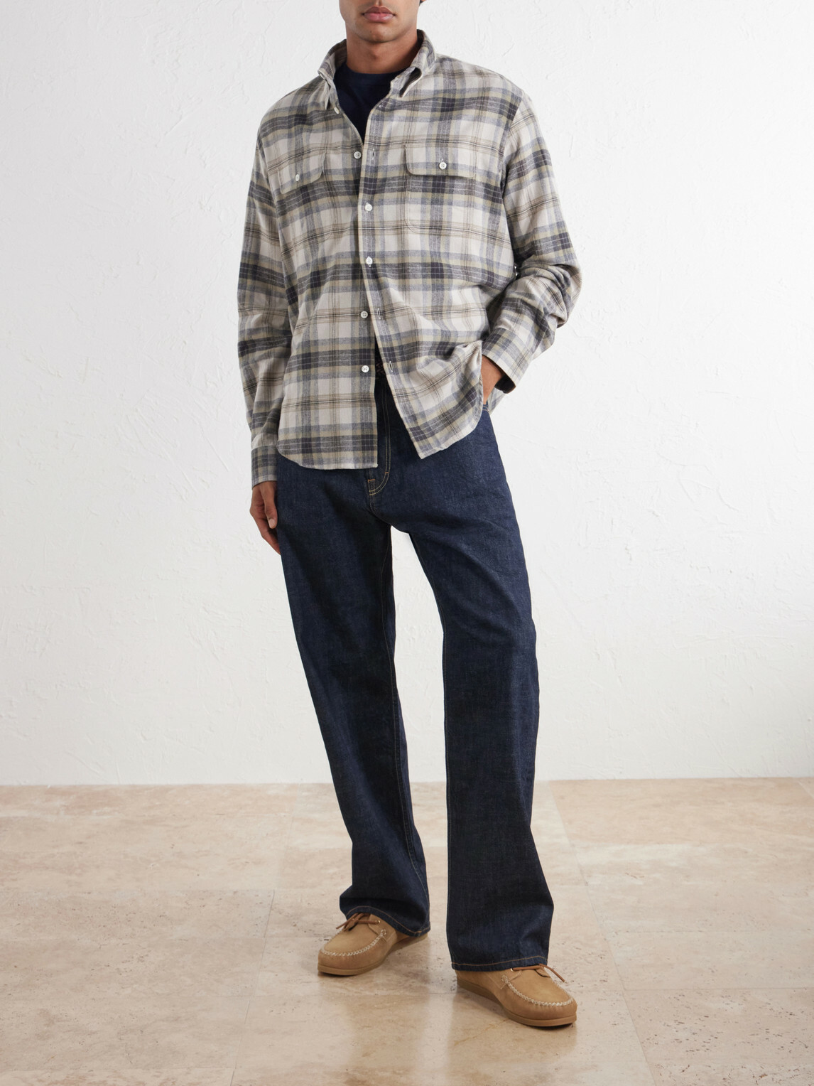 De Bonne Facture - Checked Cotton Shirt - Gray