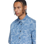 MSGM Blue Denim Tie-Dye Short Sleeve Shirt
