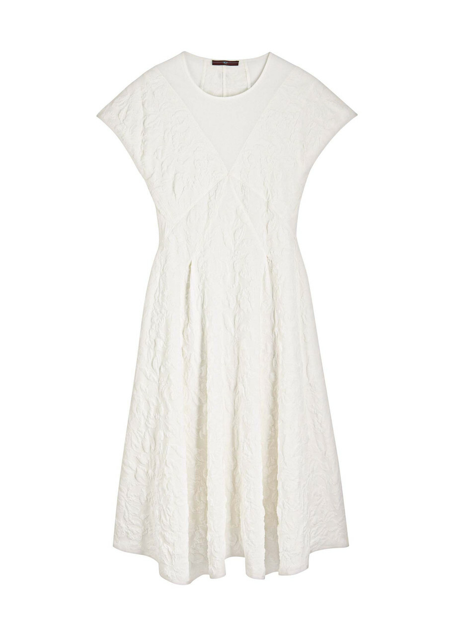 High Party Floral-jacquard Stretch-jersey Midi Dress White