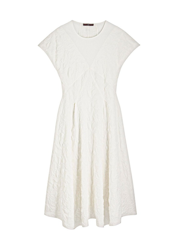 Photo: High Party Floral-jacquard Stretch-jersey Midi Dress White