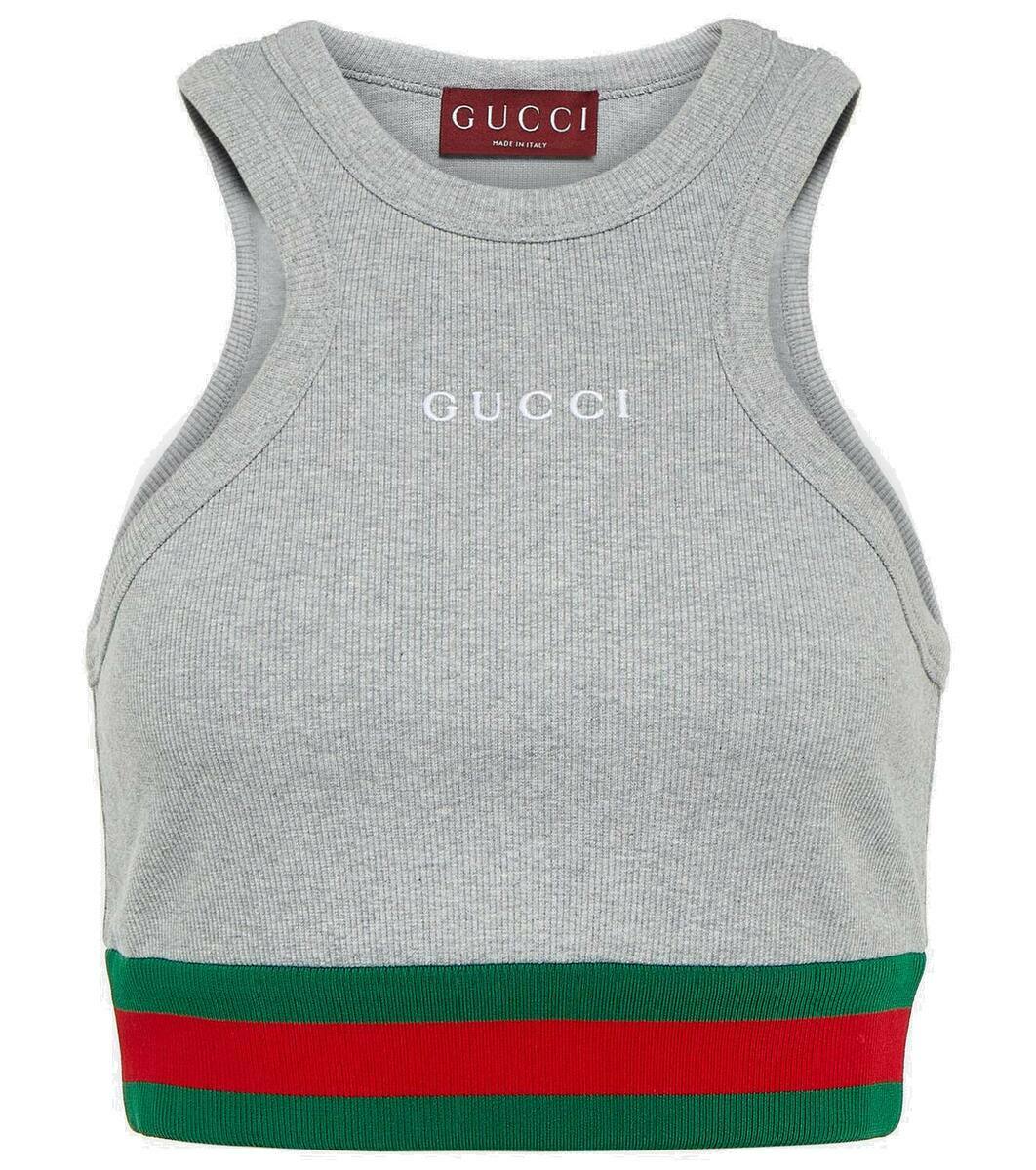 Gucci Off-White and Blue Crochet Halter Tank Top Gucci