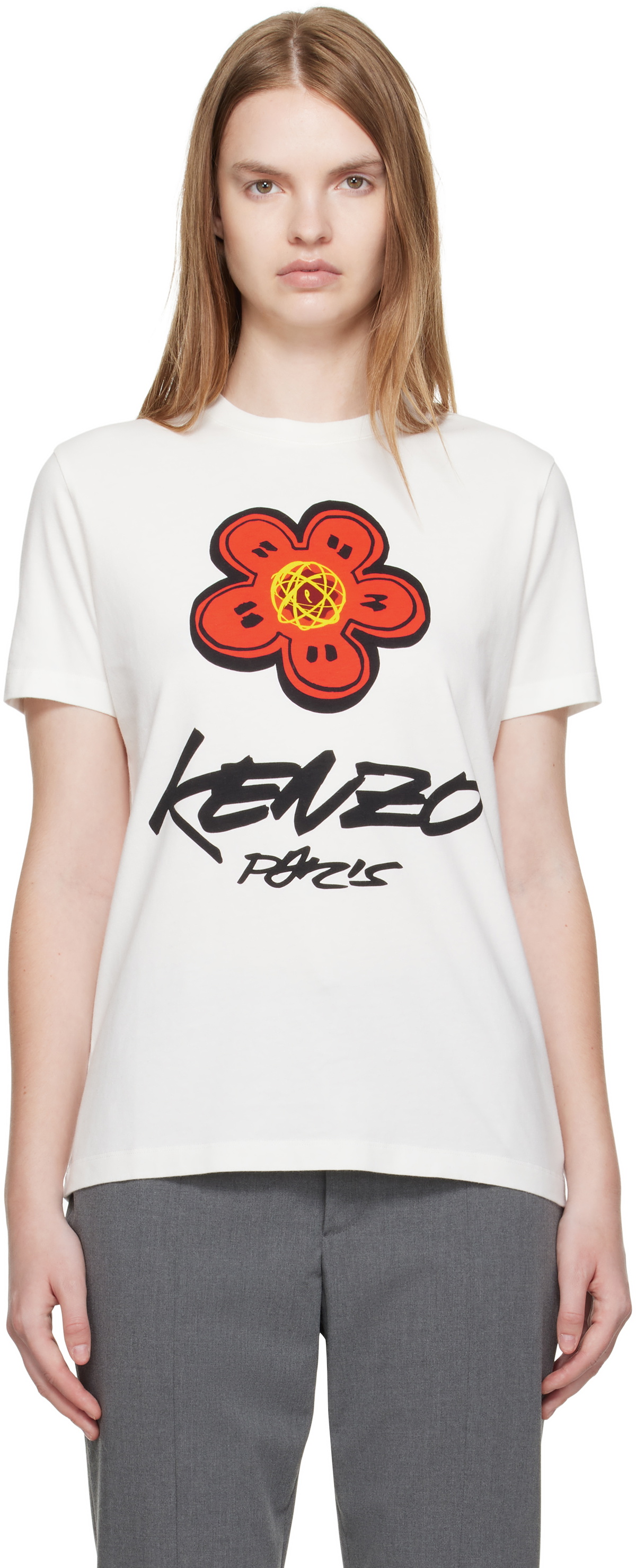 Kenzo Women's Icon Tiger Loose T-Shirt in White Kenzo
