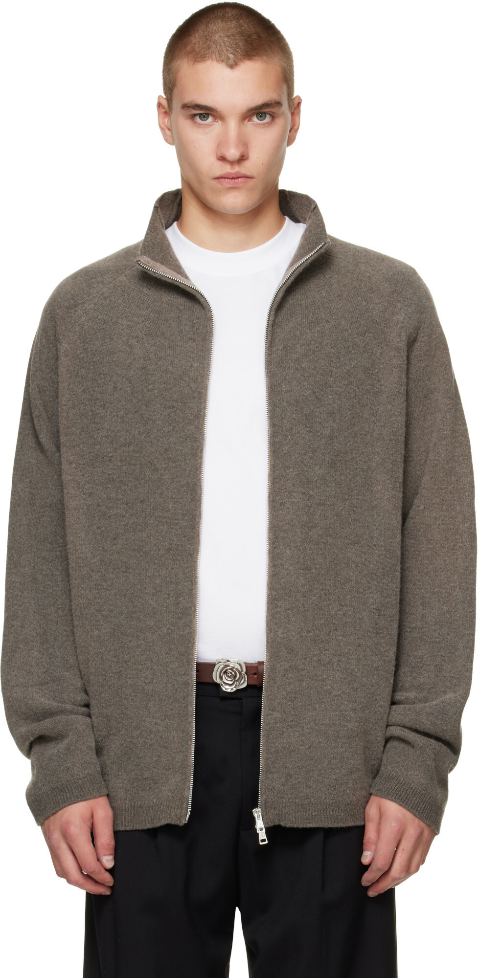 OUR LEGACY Taupe Line Zip Sweater