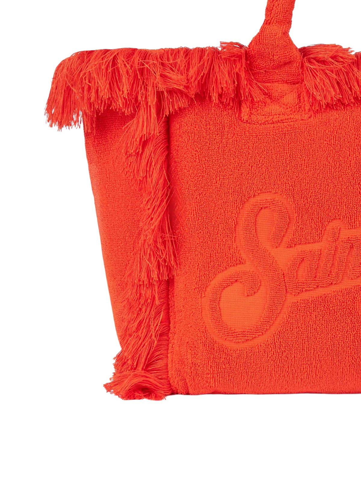 MC2 Saint Barth Vanity Orange Terry Shoulder Soft Bag With Embossed Logo