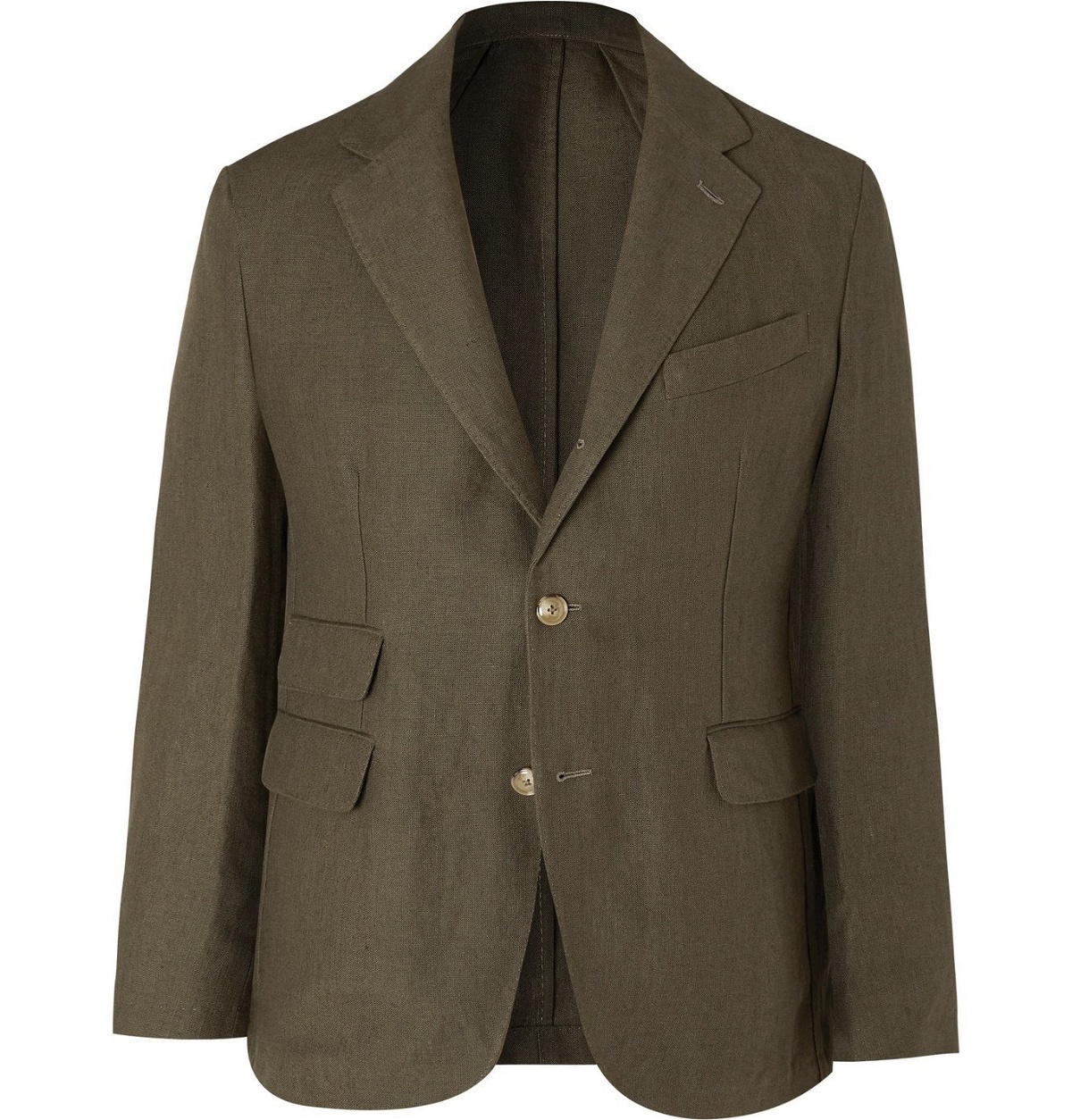 Photo: MAN 1924 - Kennedy Slim-Fit Unstructured Linen Suit Jacket - Green