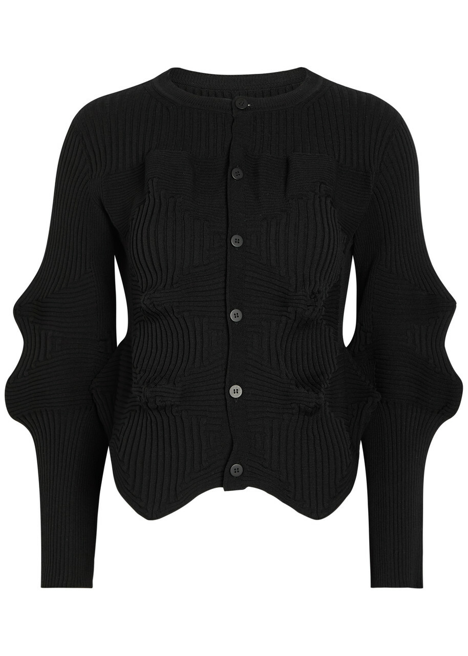 Issey Miyake Sculpted Knit Cardigan Black