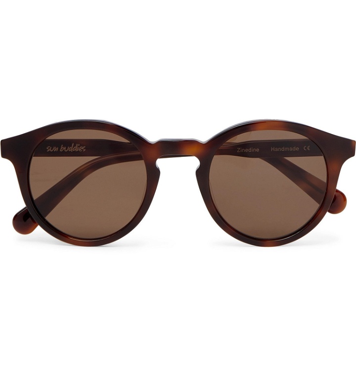 Photo: Sun Buddies - Zinedine Round-Frame Acetate Sunglasses - Brown