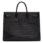 Saint Laurent Black Croc Sac De Jour Tote