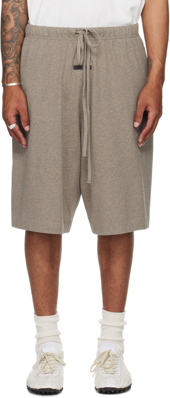 Photo: Fear of God ESSENTIALS Brown Basketball Jersey Shorts