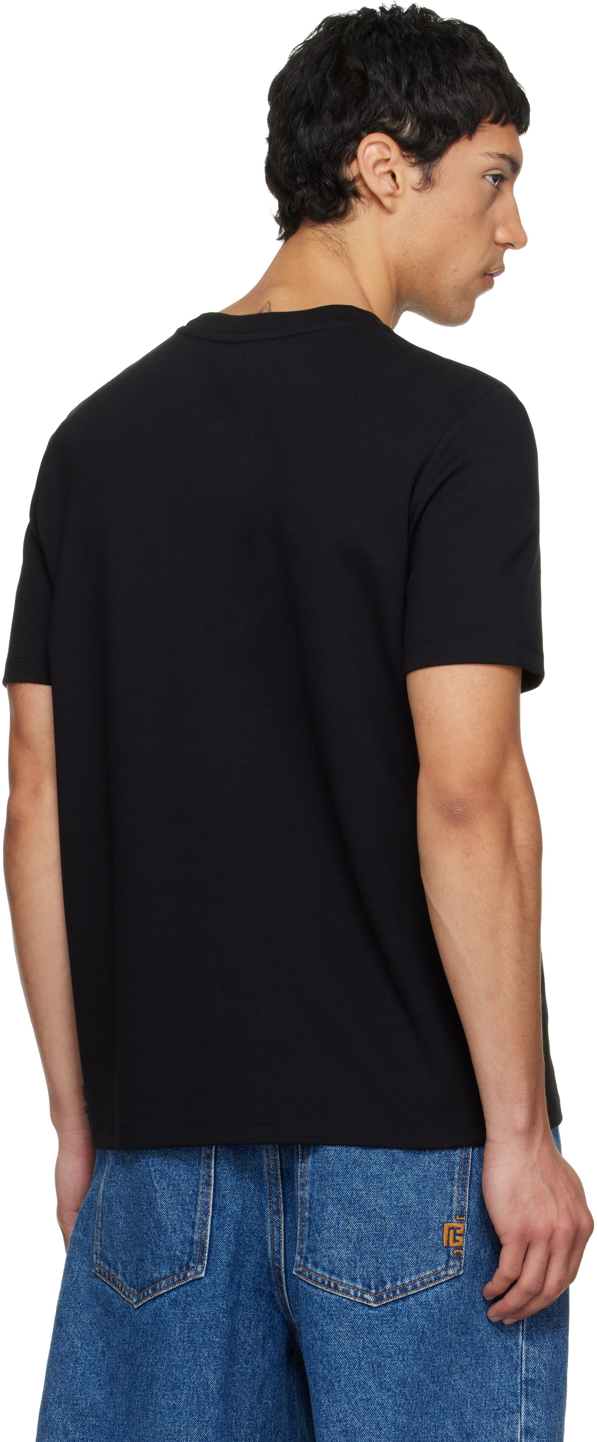 Balmain Black Embroidered Logo T-shirt