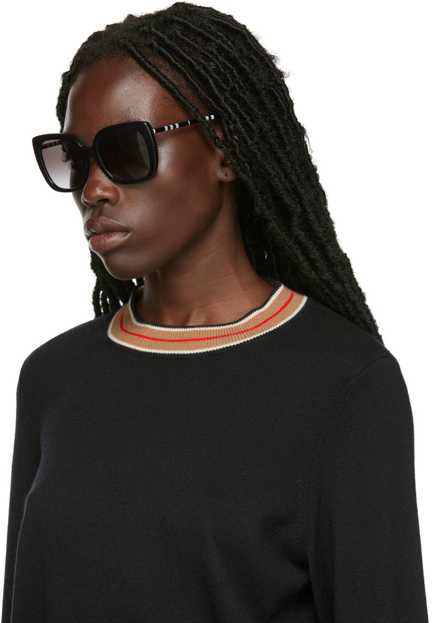 Burberry Black Oversized Cat Eye Sunglasses Burberry BE4441U Cat Eye Sunglasses | Neiman Marcus main image 3