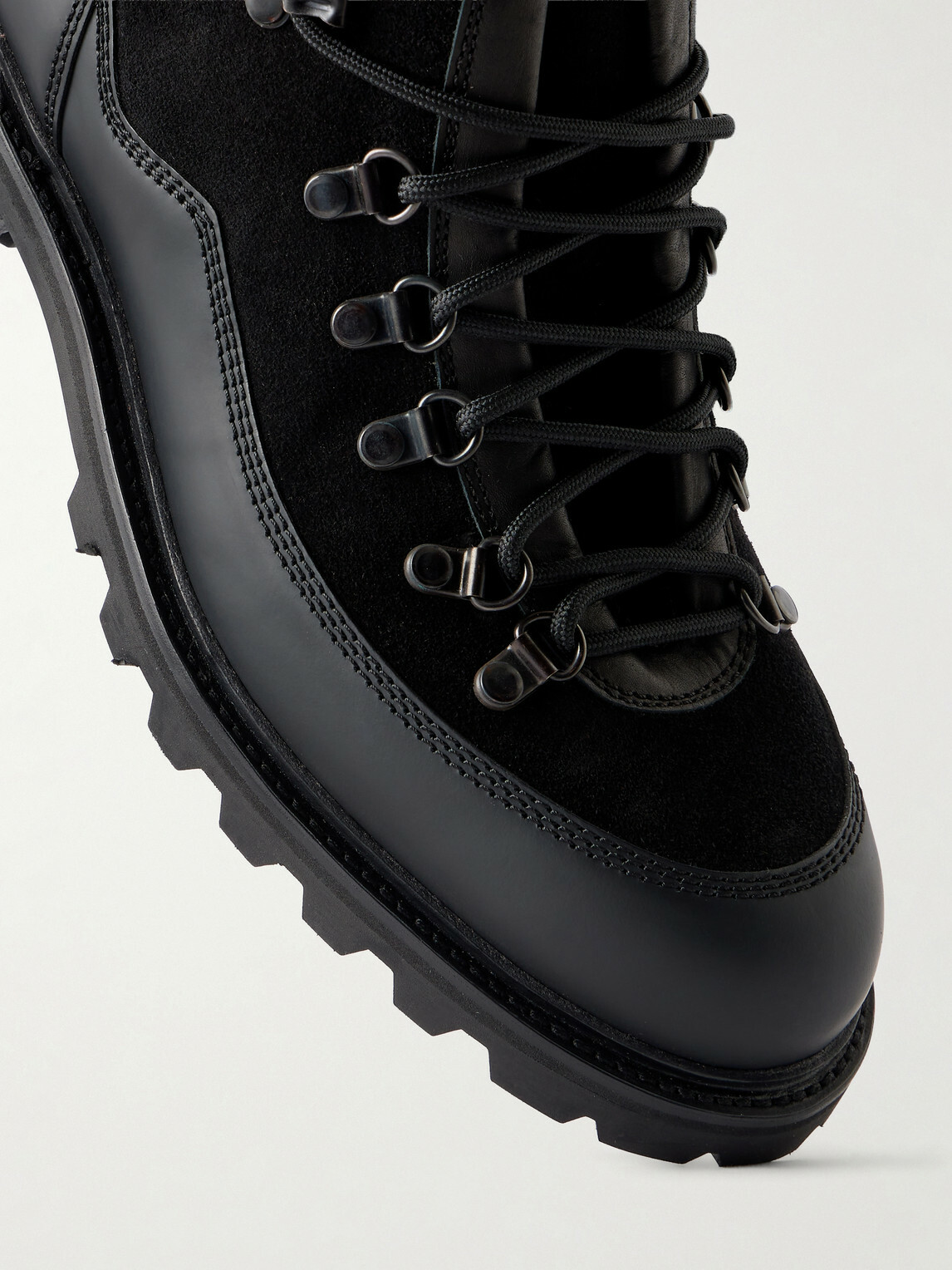 MORJAS - Leather-Trimmed Suede Hiking Boots - Black