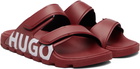 Hugo Red Double Touch-Closure Straps Logo Sandals