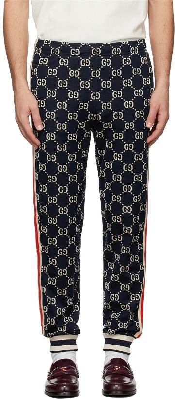 Photo: Gucci Blue Jacquard GG Lounge Pants