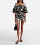 Johanna Ortiz Printed off-shoulder cotton romper