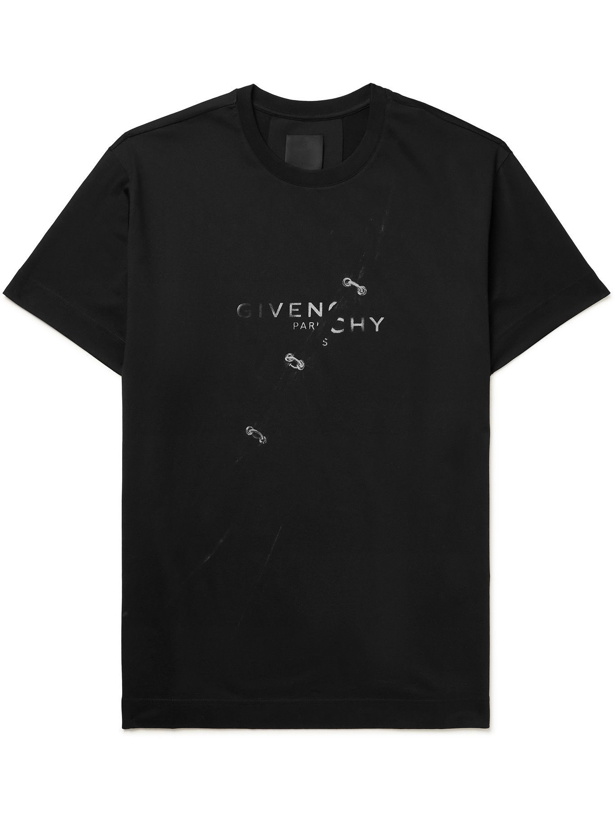 Photo: GIVENCHY - Oversized Logo-Print Cotton-Jersey T-Shirt - Black