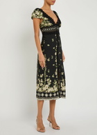 Alice + Olivia Rose Floral-print Crepe Midi Dress Black