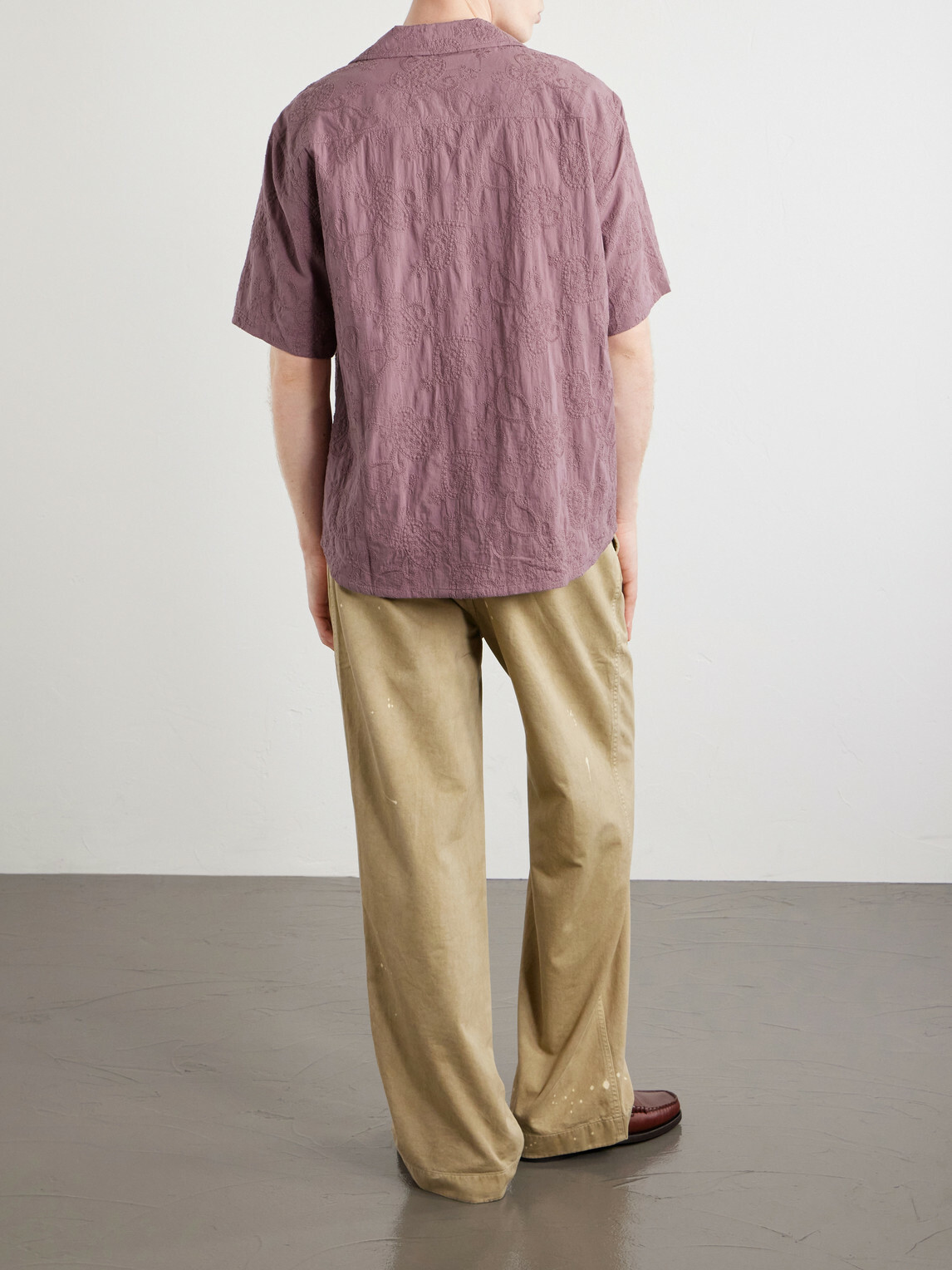Corridor - Camp Collar Paisley-Embroidered Cotton Shirt - Purple