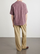 Corridor - Camp Collar Paisley-Embroidered Cotton Shirt - Purple