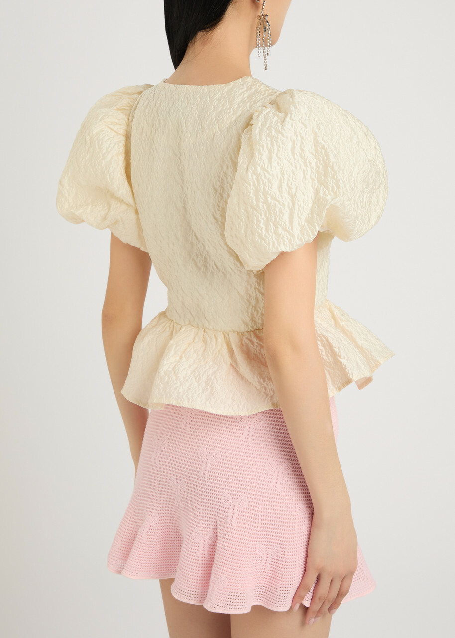 Sister Jane Reef Jacquard Cloqué Blouse Off White