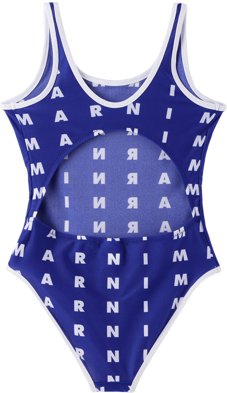 Marni Kids Blue Printed One-Piece Swimsuit