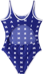 Marni Kids Blue Printed One-Piece Swimsuit