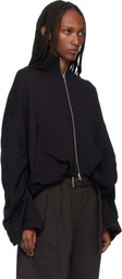 Dries Van Noten Black Draped Jersey Sweatshirt