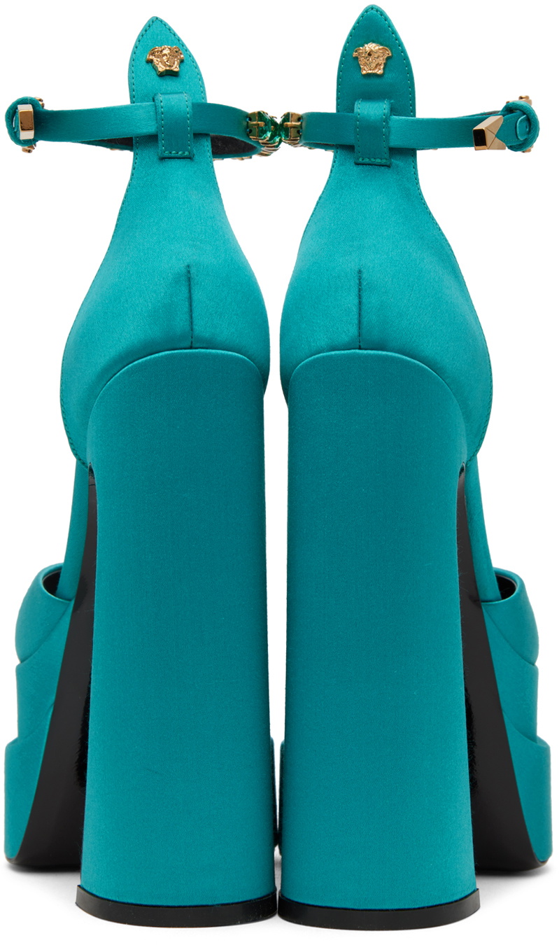 Versace Blue Aevitas Pointy Platform Heels