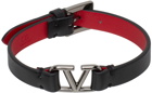 Valentino Garavani Black VLogo Signature Leather Bracelet
