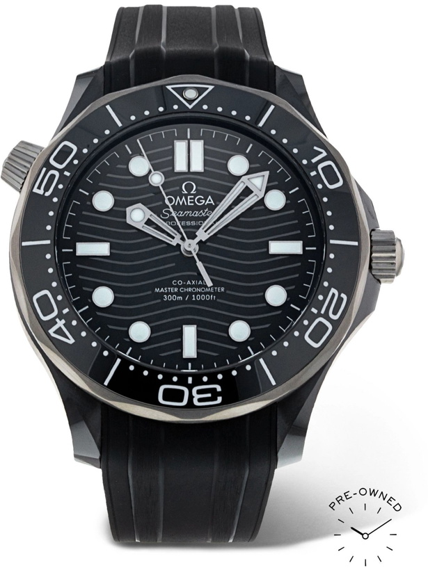 Photo: OMEGA - Pre-Owned 2020 Seamaster Diver 300M Automatic 43.5mm Ceramic and Rubber Watch, Ref. No. 210.92.44.20.01.001
