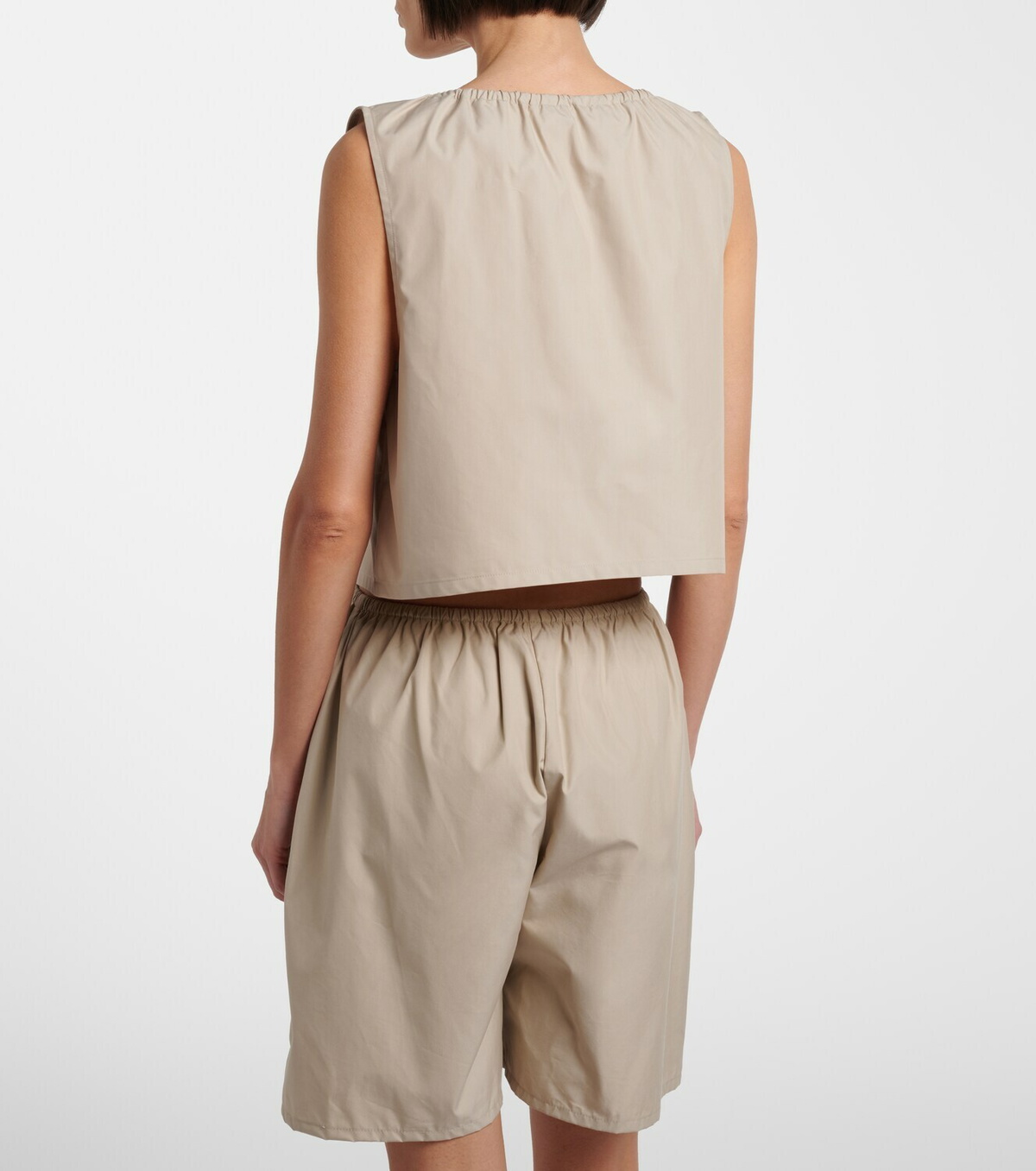 Miu Miu Leather-trimmed cotton-blend crop top