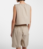 Miu Miu Leather-trimmed cotton-blend crop top