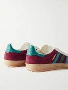 adidas Originals - Gazelle Indoor Leather-Trimmed Suede Sneakers - Burgundy