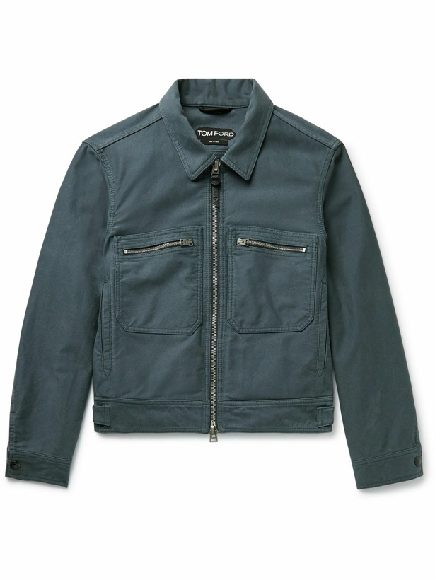Photo: TOM FORD - Washed Cotton-Twill Jacket - Blue