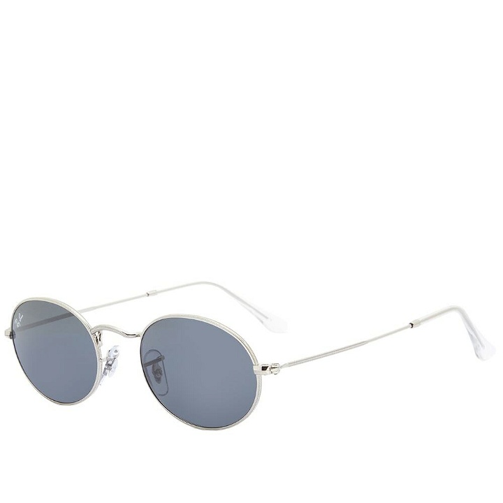 Photo: Ray Ban Men's Oval Sunglasses in Silver/Blue