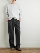 CELINE - Logo-Embroidered Cotton-Jersey Sweatshirt - Gray