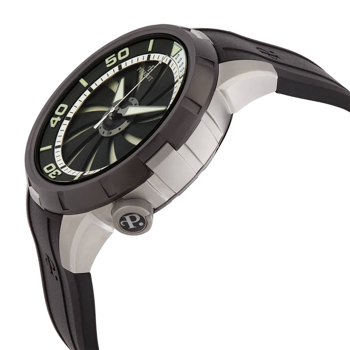 Perrelet Turbine Black Superluminova Dial Automatic Mens Watch A1067-1