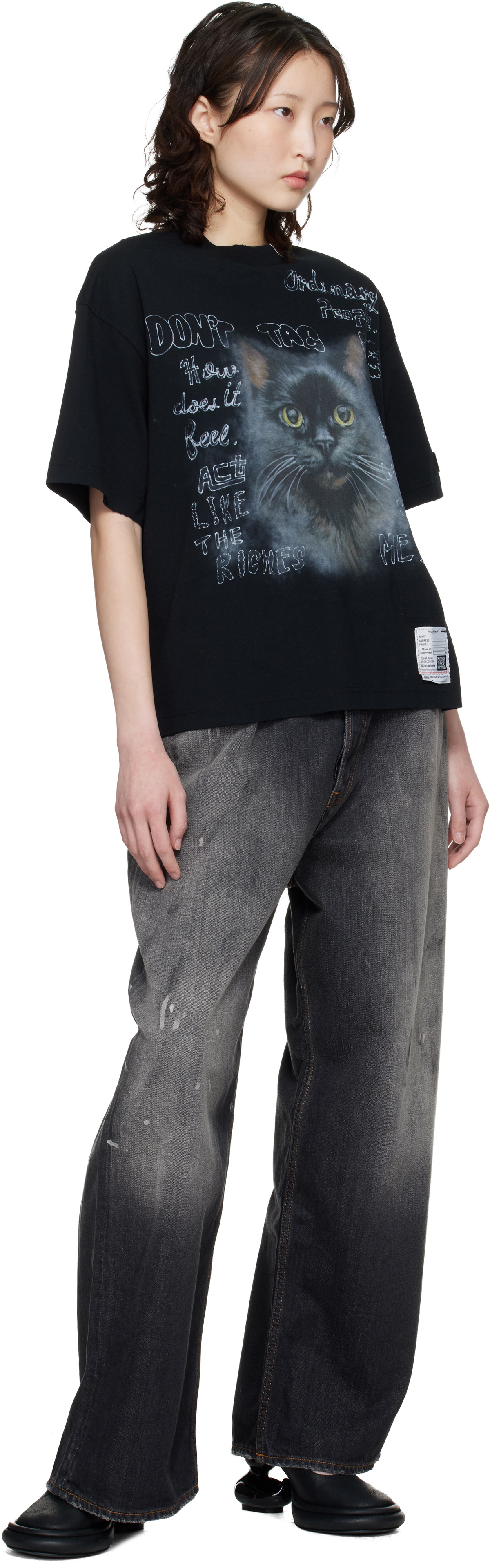 Maison MIHARA YASUHIRO Black Cat Printed T-shirt