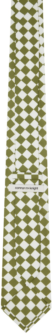 Connor McKnight Green & Off-White Chess Print Neck Tie and Pocket Square Set