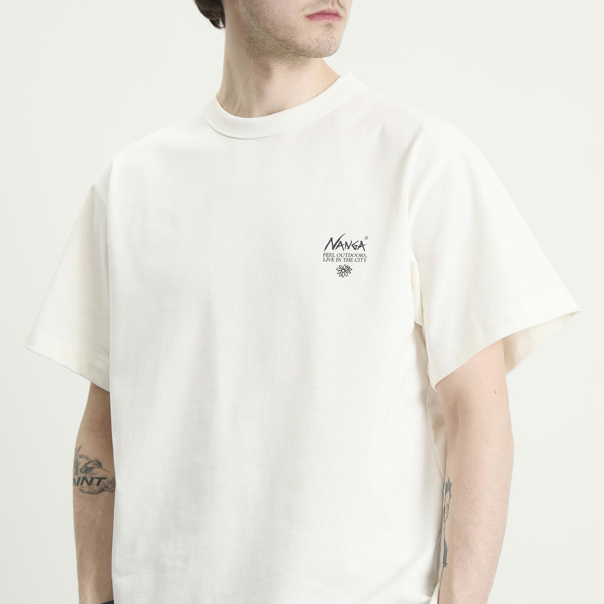 NANGA Men's Eco Hybrid Vintage Flower T-Shirt in White