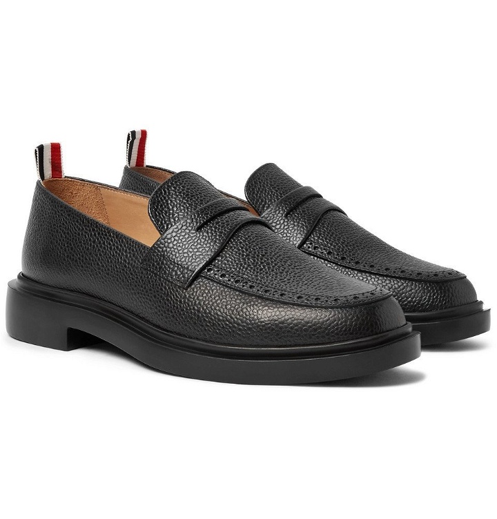 Photo: Thom Browne - Pebble-Grain Leather Penny Loafers - Men - Black