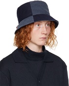 Thom Browne Navy Logo Patch Bucket Hat